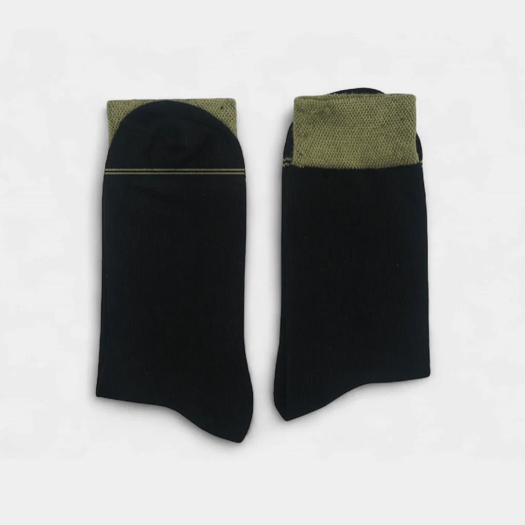 Black Socks With Dark Green Cuff