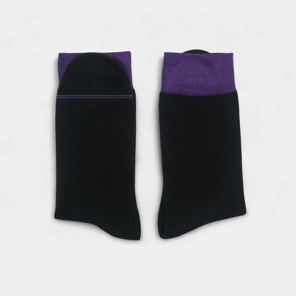Black Socks With Purple Cuff