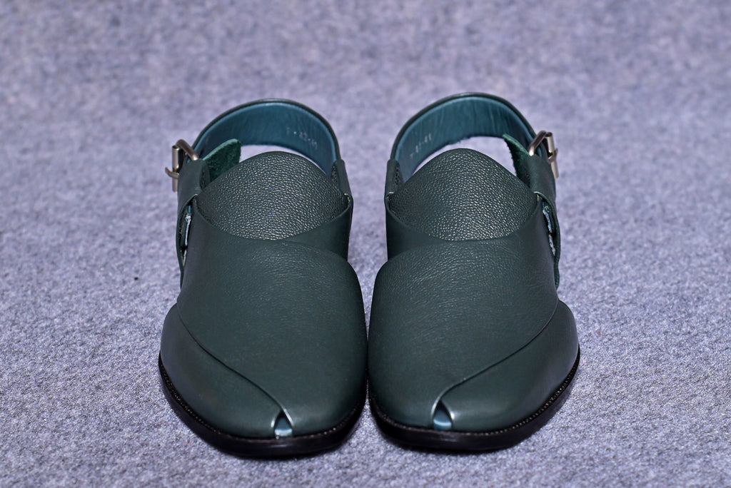 Green peshawari chappal