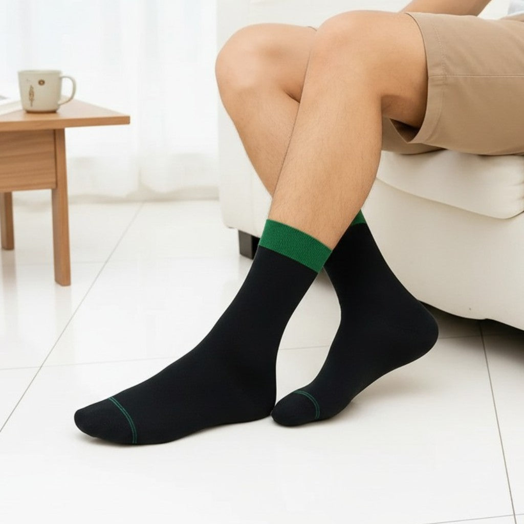 Black Socks With Green Cuff