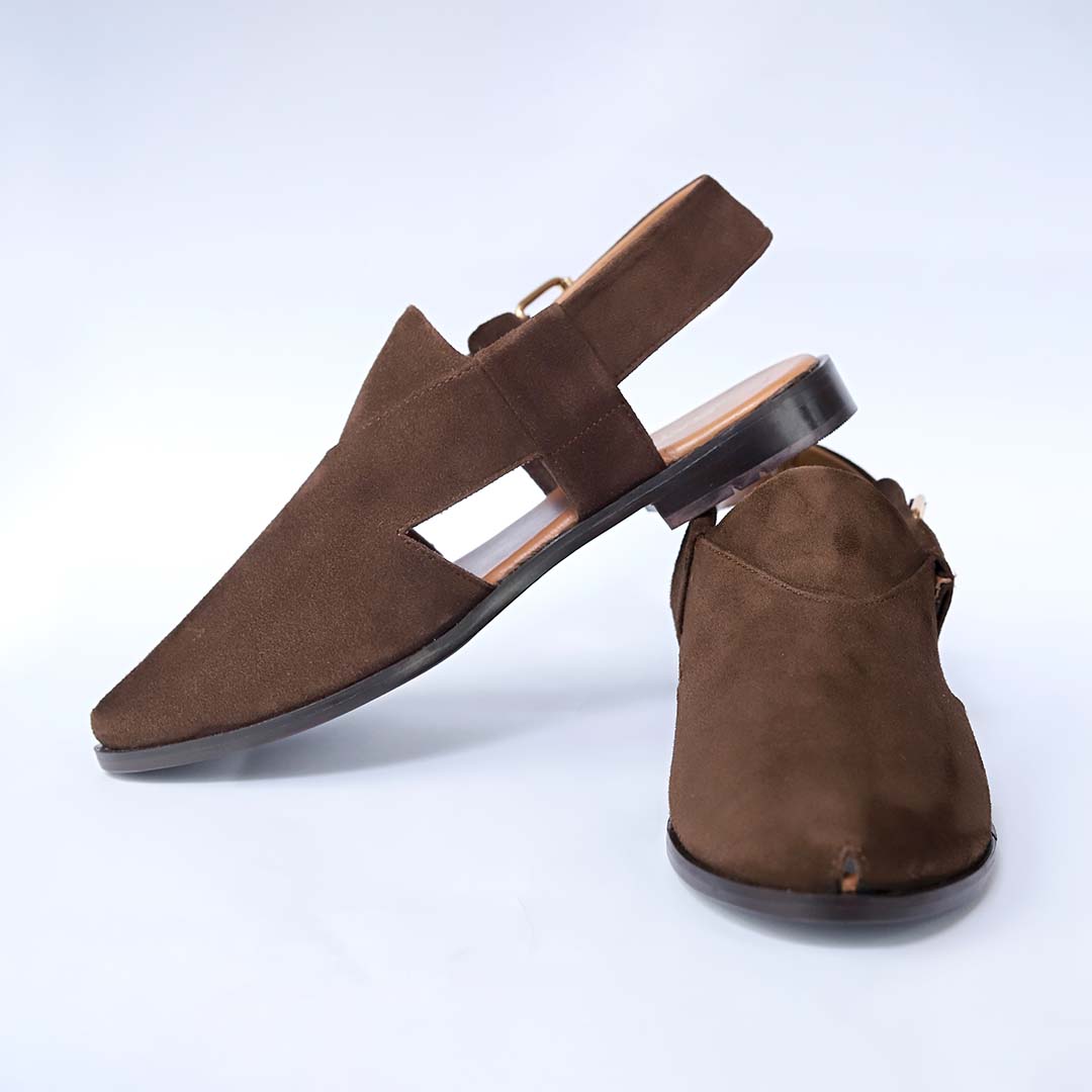 Brown Suede Leather Peshawari 