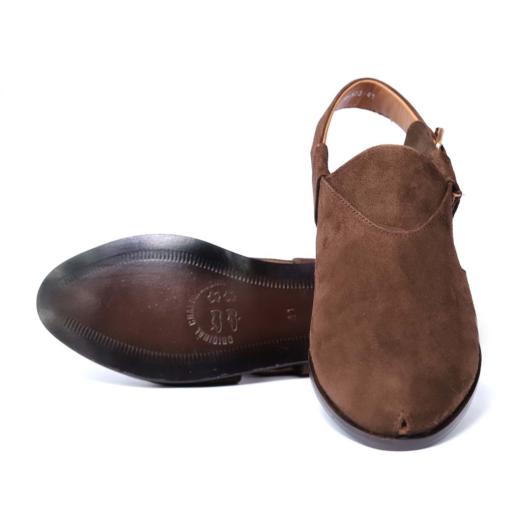 Brown Suede Leather Peshawari 