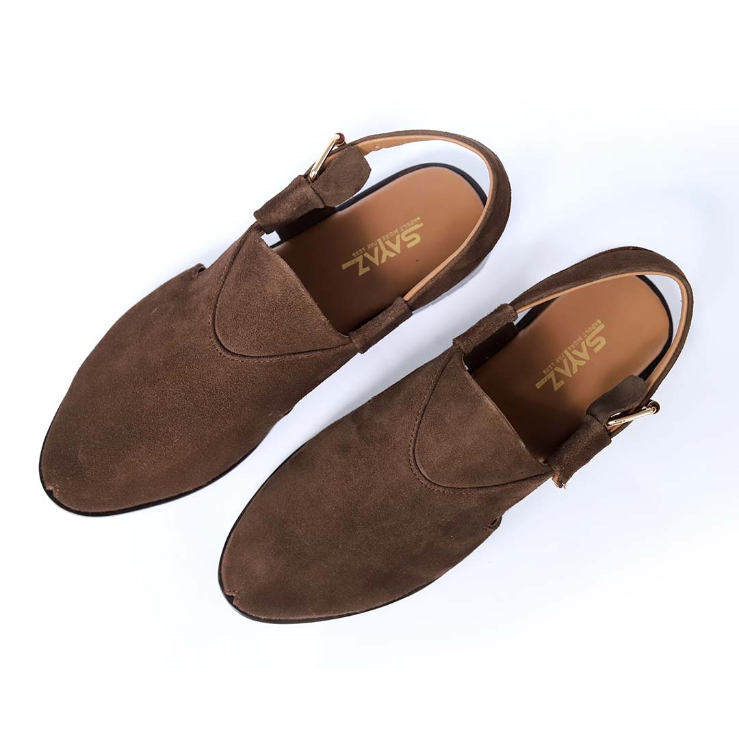 Brown Suede Leather Peshawari 