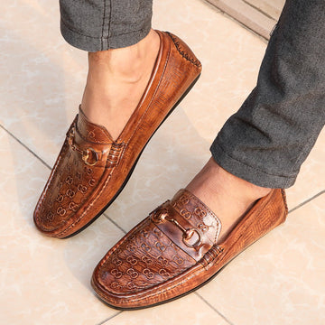 Pattern Brown Leather Loafer - SZ1125