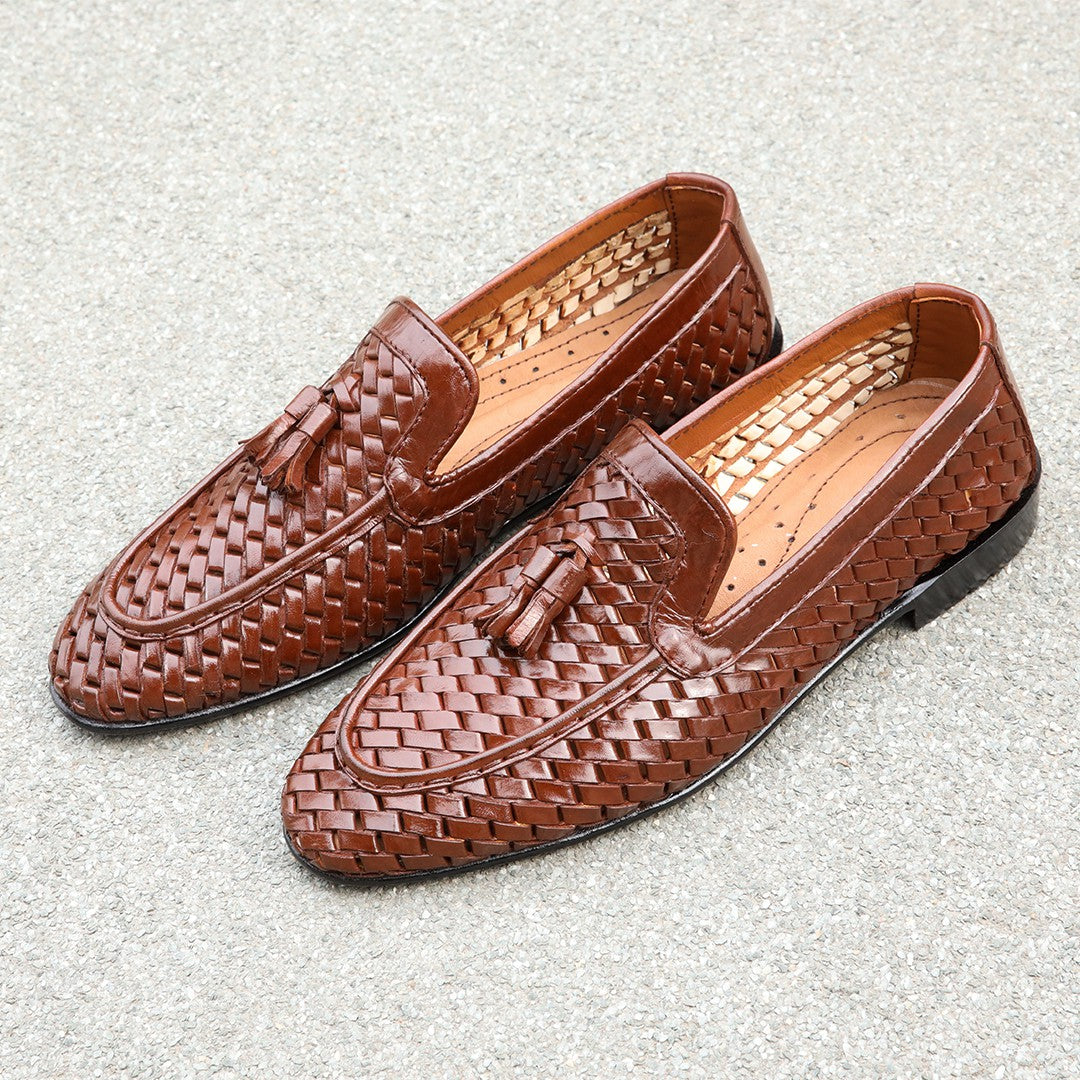 knitted leather shoes