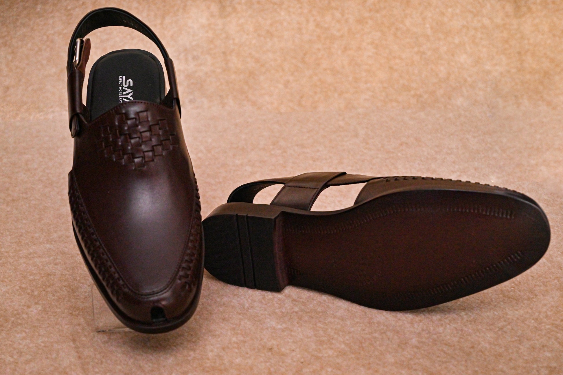 Knitted Brown Peshawari Chappal